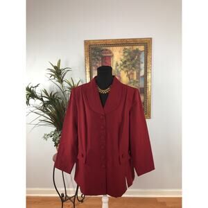 Allison Woods Blazer Womens Size A8 Shawl Collar Burgundy Minimalist Tailored